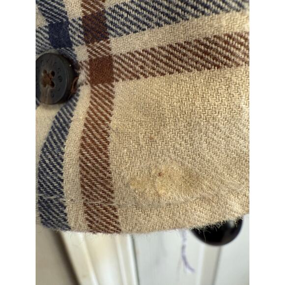 Men’s Dickies Navy Cream Tan Plaid Flannel Button Up Relaxed Fit size XL - Picture 5 of 7